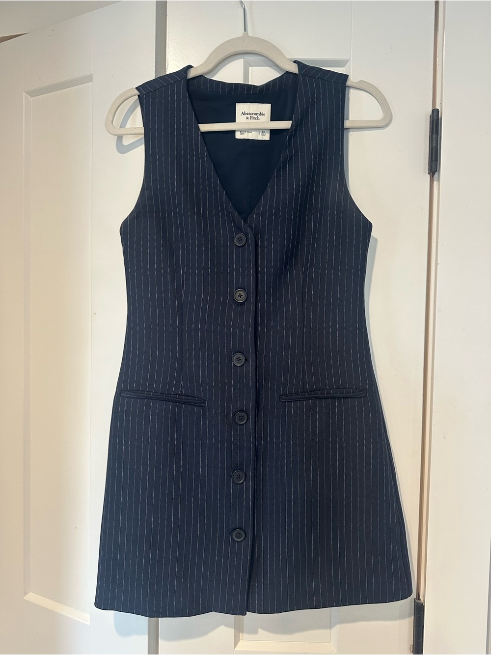 Abercrombie & Fitch Navy Pinstripe Button-Front Dress